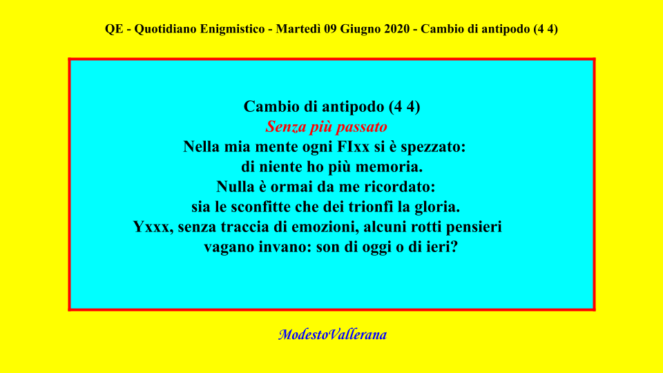 9 Giugno 2020 QE Quotidiano Enigmistico